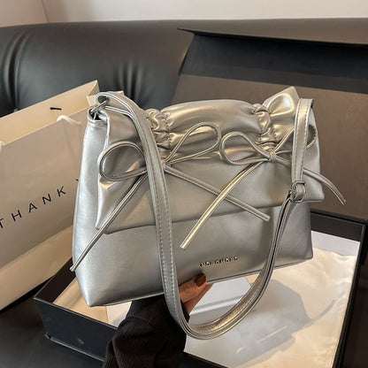 Shoulder Faux Bag Leather Bow