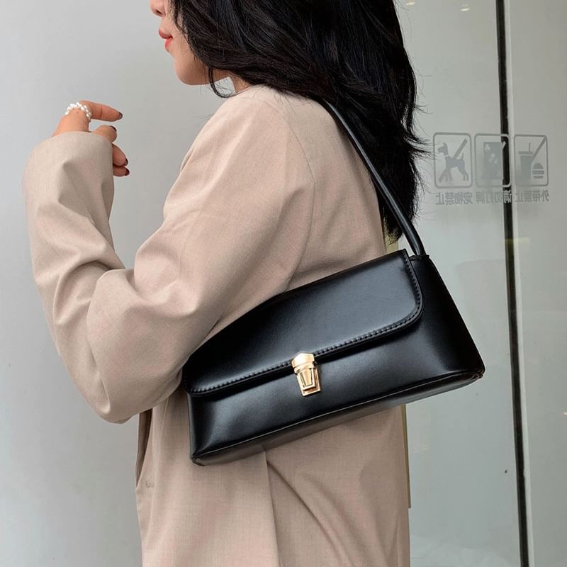 Faux Leather Flap Shoulder Bag