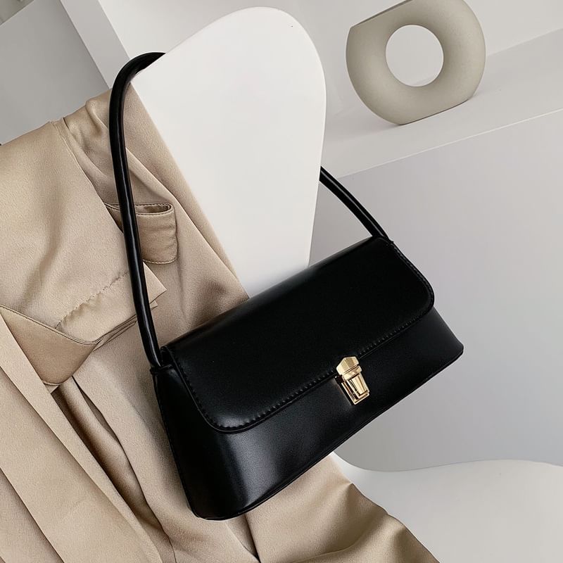 Faux Leather Flap Shoulder Bag