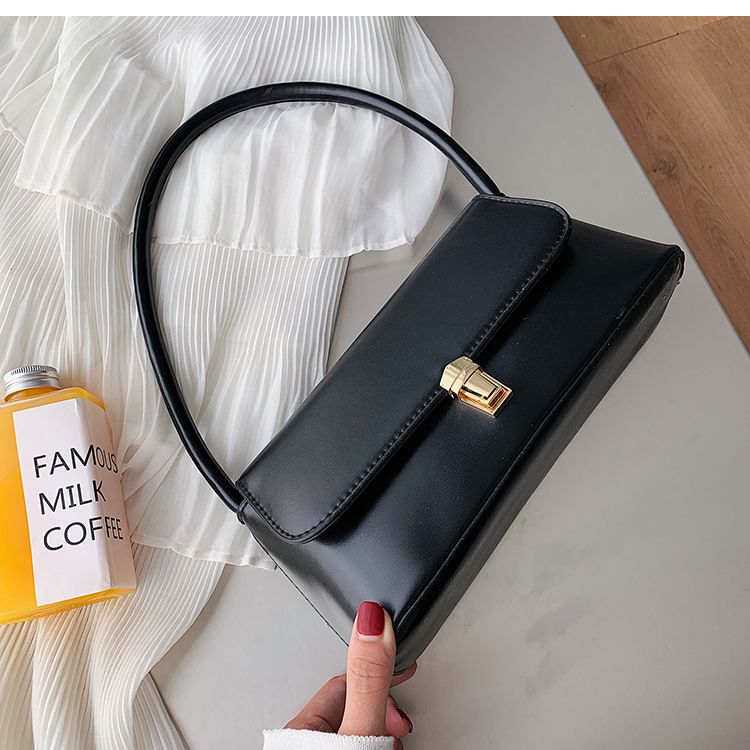Faux Leather Flap Shoulder Bag