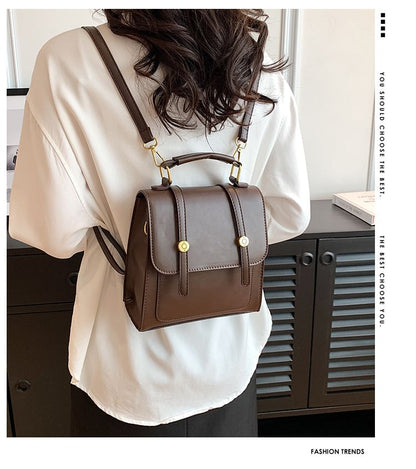 Faux Leather Flap Backpack