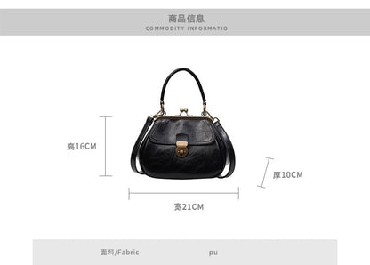 Faux Leather Clasped Crossbody Bag