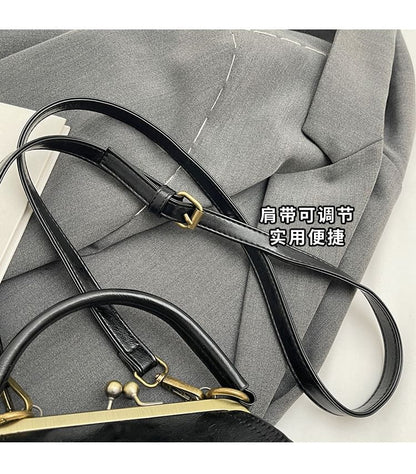 Faux Leather Clasped Crossbody Bag