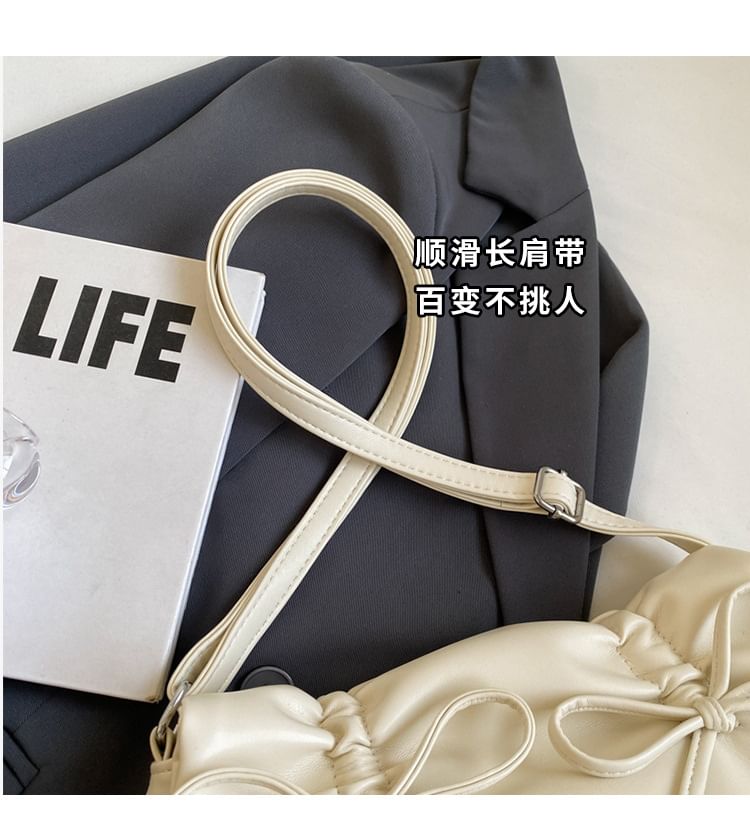 Faux Leather Flap Ribbon Crossbody Bag