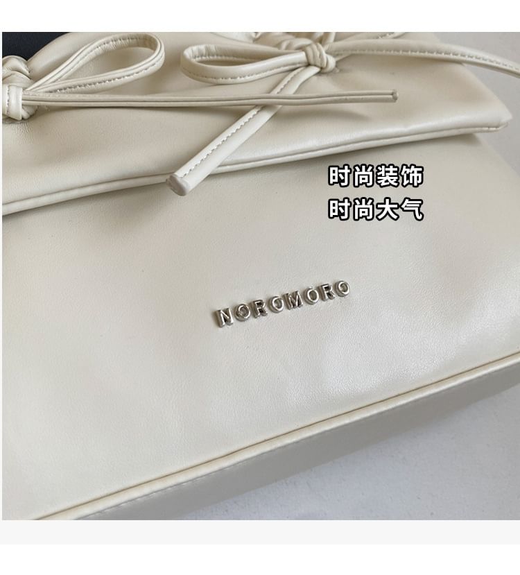 Faux Leather Flap Ribbon Crossbody Bag