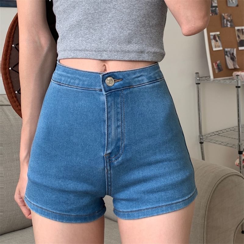 High Waist Denim Hot Pants