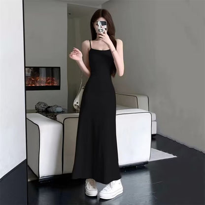 Thin Strap Plain Maxi A-Line Dress