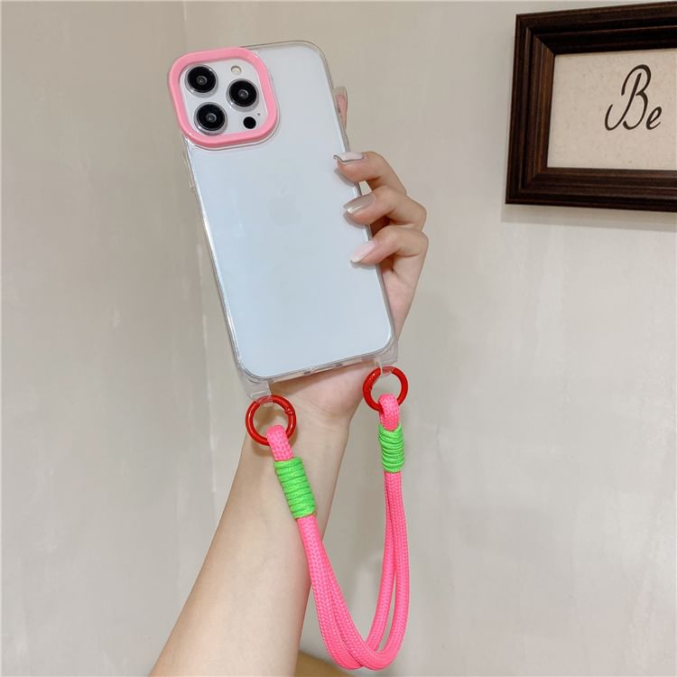 Phone Strap Transparent Phone Case - iPhone 15 Pro Max / 15 Pro / 15 Plus / 15 / 14 Pro Max / 14 Pro / 14 Plus / 14 / 13 Pro Max / 13 Pro / 13 / 13 mini / 12 Pro Max / 12 Pro / 12 / 12 mini