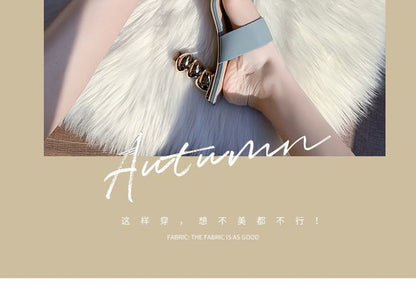 Square-Toe Chunky Heel Slide Sandals