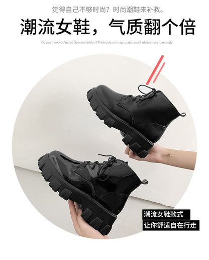 Platform Chunky Heel Lace-Up Short Boots