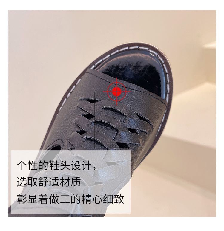 Chunky Heel Buckled Cutout Sandals