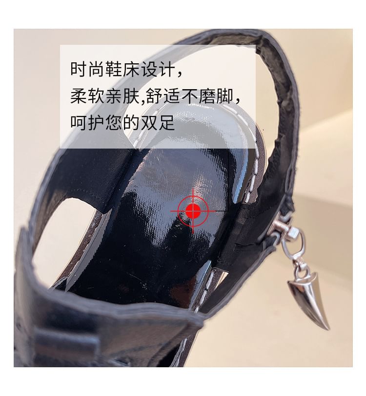 Chunky Heel Buckled Cutout Sandals