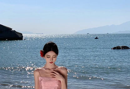 Plain Crop Skirt High + Waist Set: Maxi Camisole Top