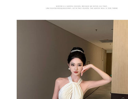 Plain Sleeveless Dress Cutout Maxi A-Line