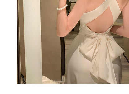 Plain Sleeveless Dress Cutout Maxi A-Line