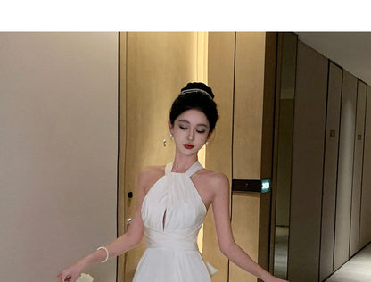 Plain Sleeveless Dress Cutout Maxi A-Line