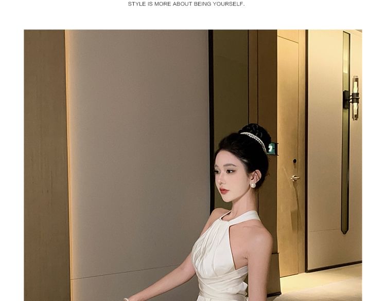 Plain Sleeveless Dress Cutout Maxi A-Line