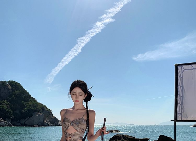 Maxi Skirt Tie Waist Crop Set: Dye + Camisole Top High A-Line