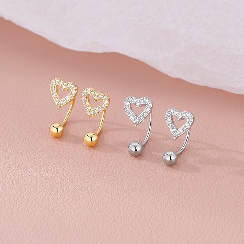 Heart Rhinestone Alloy Ear Jacket