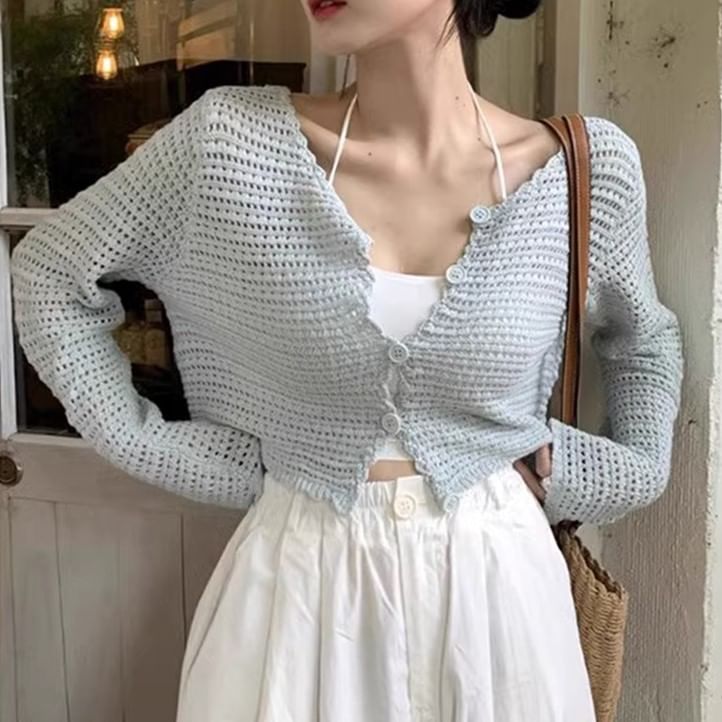 V-Neck Plain Crop Top