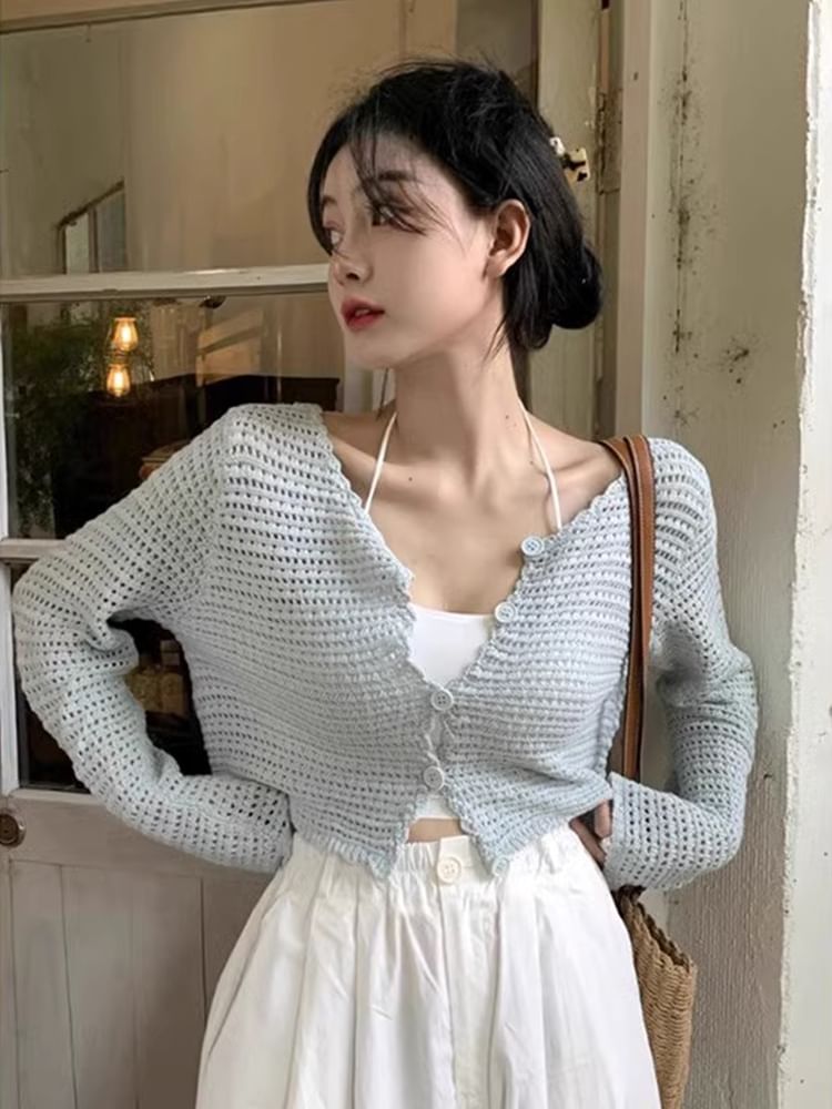 V-Neck Plain Crop Top