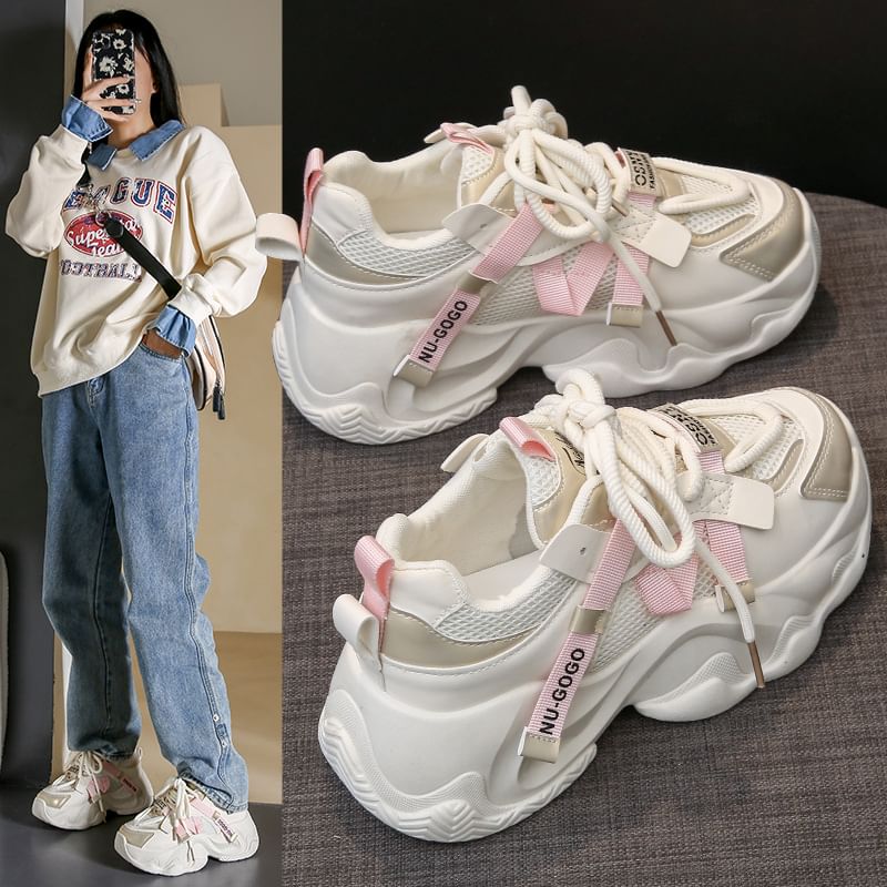 Sneakers Panel Lace-Up Platform Mesh