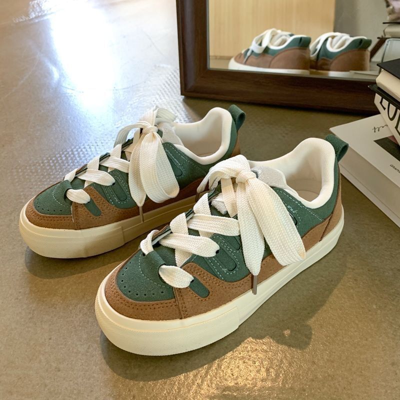 Platform Panel Faux Suede Sneakers