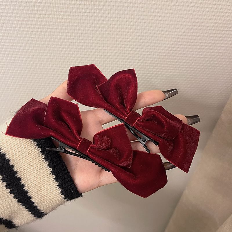 Set of 2: Bow Velvet Hair Clip