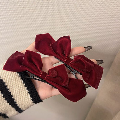 Set of 2: Bow Velvet Hair Clip