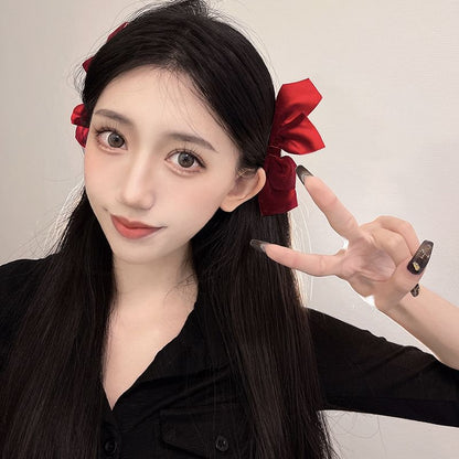 Set of 2: Bow Velvet Hair Clip