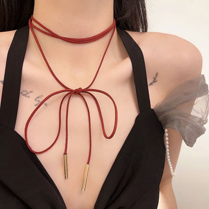 Bow Layered String Necklace
