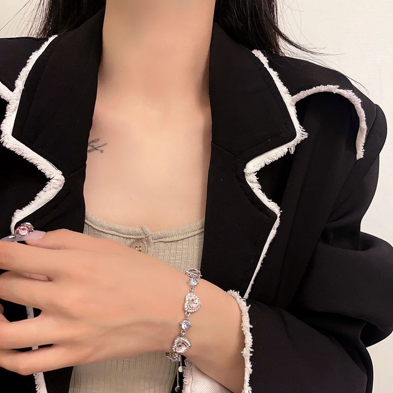 Rhinestone Heart Bracelet