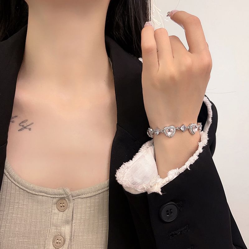 Rhinestone Heart Bracelet