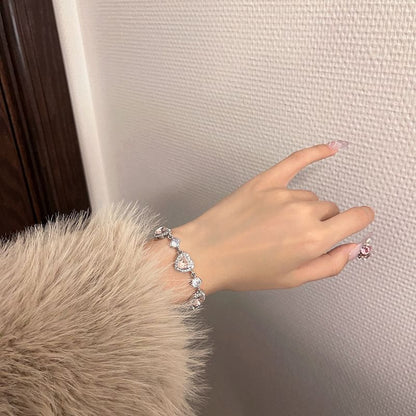 Rhinestone Heart Bracelet