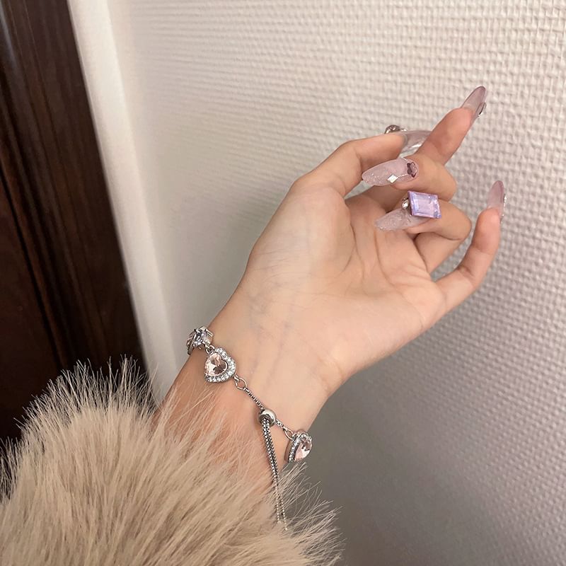 Rhinestone Heart Bracelet