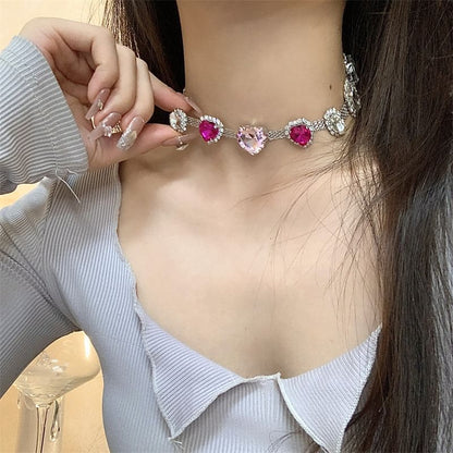 Rhinestone Heart Choker