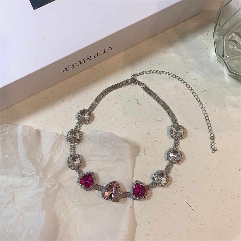 Rhinestone Heart Choker