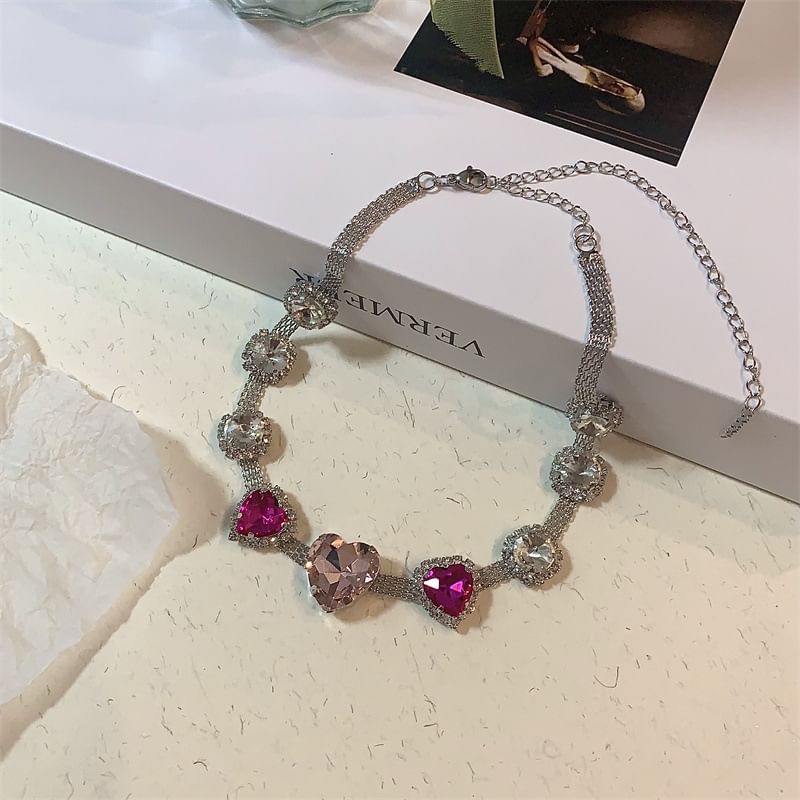 Rhinestone Heart Choker