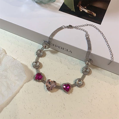Rhinestone Heart Choker
