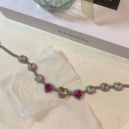 Rhinestone Heart Choker