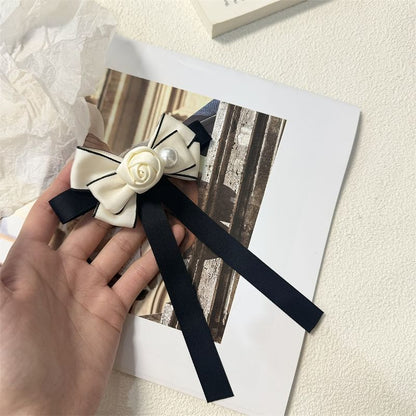 Faux Rose Pearl Bow Brooch