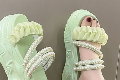 Platform Faux Pearl Sandals