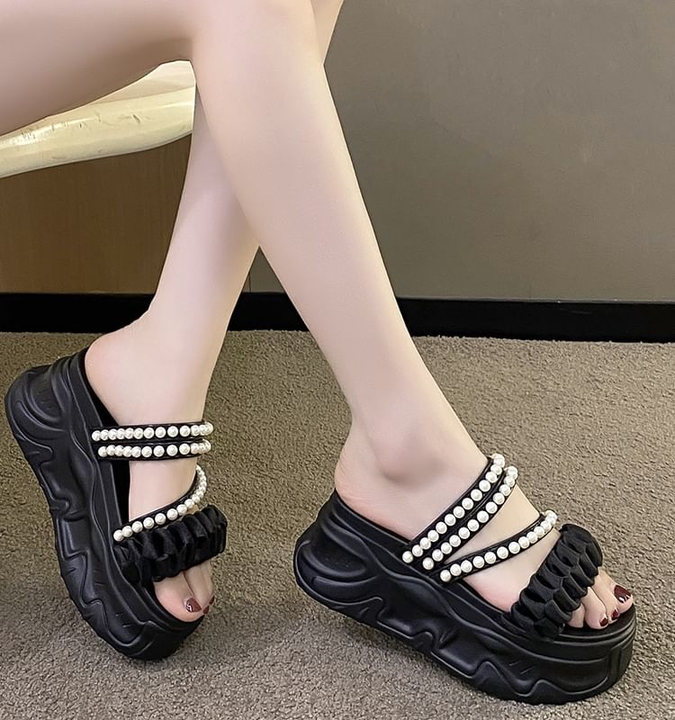 Platform Faux Pearl Sandals