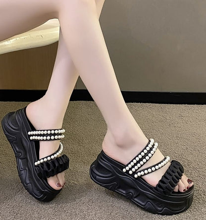 Platform Faux Pearl Sandals