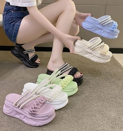 Platform Faux Pearl Sandals