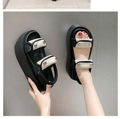 Platform Panel Slingback Sandals
