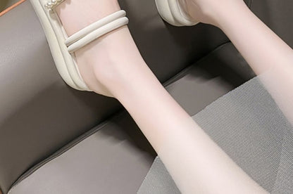 Platform Faux Pearl Slide Sandals