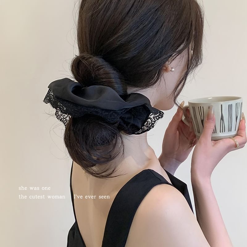 Plain Lace Trim Scrunchie