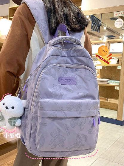 Bear Print Nylon Backpack