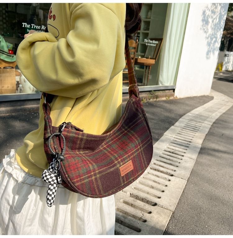 Sac à bandoulière à carreaux appliqués / Bijou de sac / Ensemble